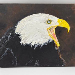 Hand Painted Canvas Oil Painting 11x14 American Bald Eagle USA National Emblem